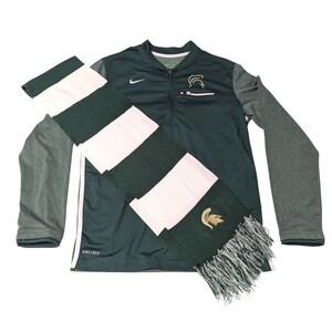 Nike Michigan State Spartans Dri-FIT 1/4 Zip Pullover & Scarf Set Green Small
